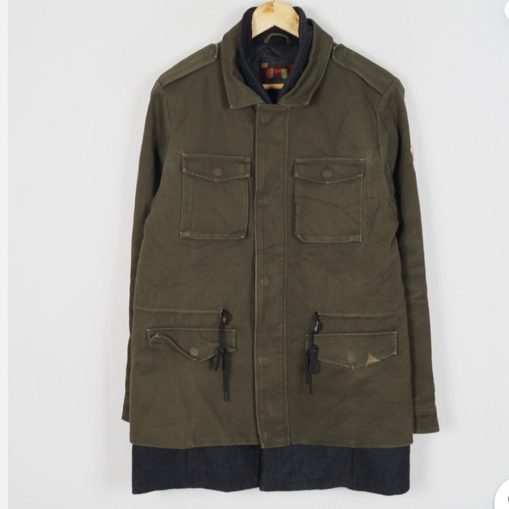 Scotch & Soda Military Green Full Zip Coat in Overcoat Jacket, Medium